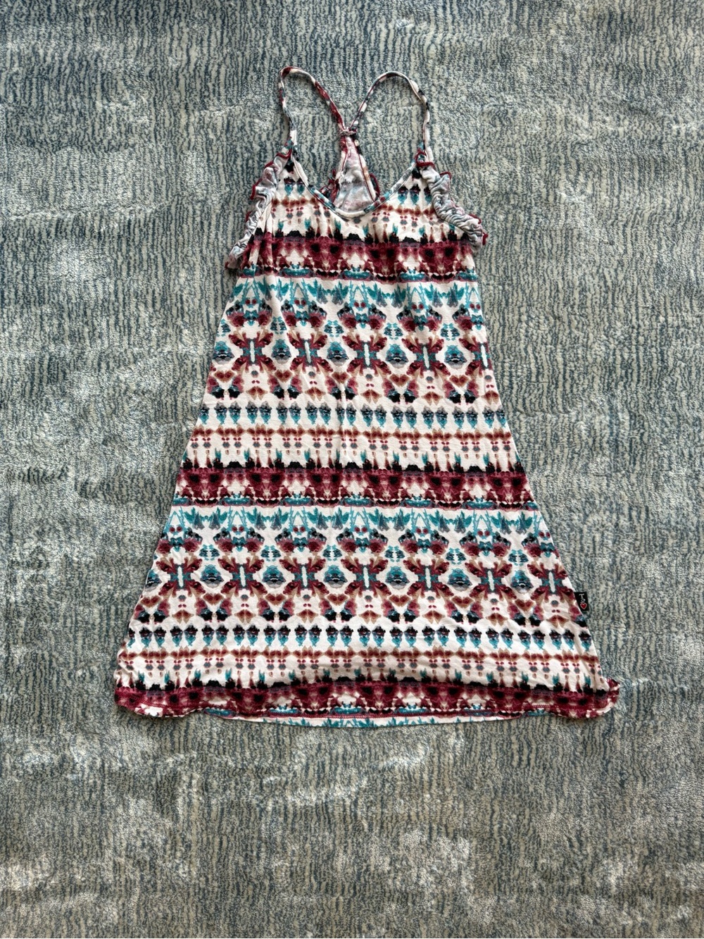 Boho Printed Slip Dress in Teal & Burgundy
